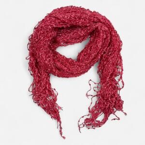 Y2K Textured Fringe Scarf Pink Statement Accessory 2000s Vibes